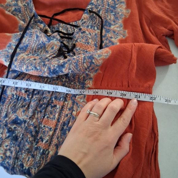Free People/ Wildest Moment Lace Up Tunic/ Color Persimmon/ Size US S - Picture 14 of 17